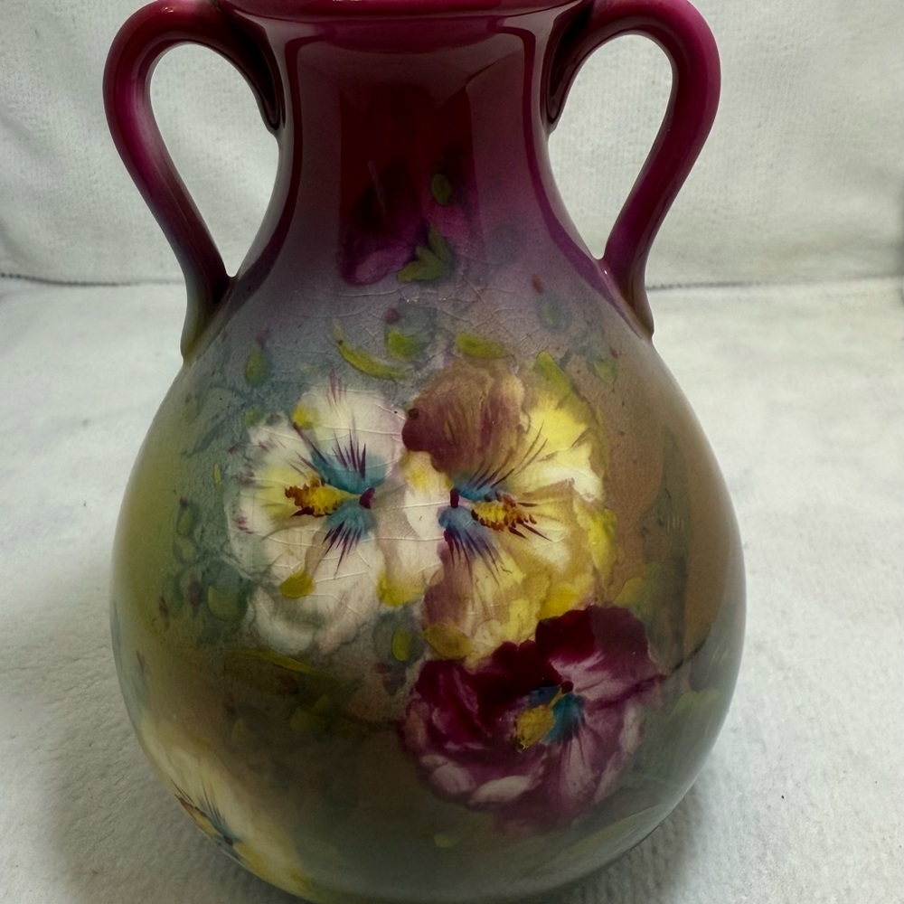 Antique Royal Bonn Germany Franz Anton Melham Hand Painted Floral Design Vase